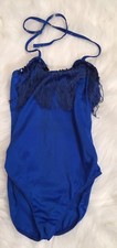 Leotard Costume Tap Jazz Ballet Gymnastics Skating Girl Youth Blue with Fringe