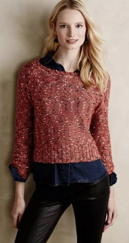 JENN Marled Cropped Pullover Sweater 