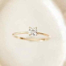 1Ct Round Cut Lab Created Diamond Solitaire 14K Yellow Gold Finish Wedding Ring