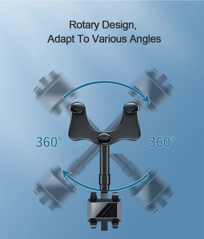 Soporte de montaje de espejo retrovisor giratorio 360° para automóvil para teléfono celular GPS Foto 3 de 4