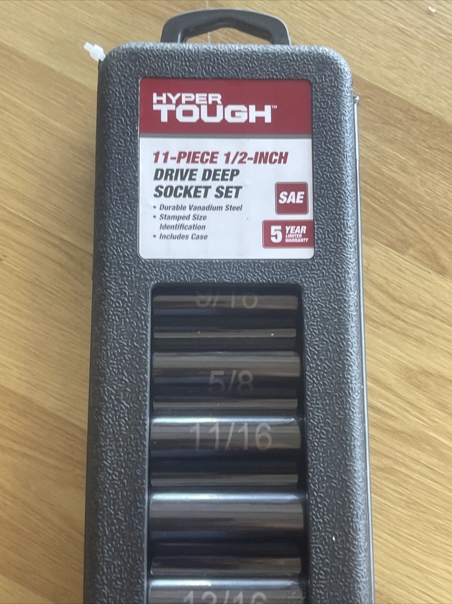 SAE Deep Impact Socket Set - Hyper Tough 11-Piece 1/2 Drive 6