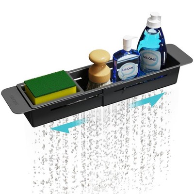 NiHome Ausziehbar Über Spüle Küche Organizer, Klein Standard, Schwarz 