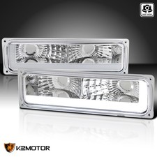 Fits 88-98 Chevy Gmc C10 Ck Silverado Led Tube Clear Bumper Lights Leftright