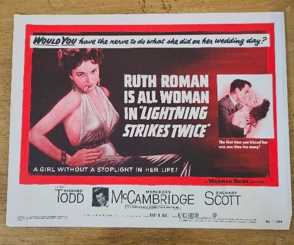 VINTAGE 1951 " Lightning Strikes  Twice  "  MOVIE LOBBY CARD 11 X 14 Todd Scott