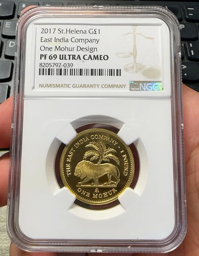 2017 St.Helena G£1 East India Company One Mohur Design NGC PF69 UC Gold Coin
