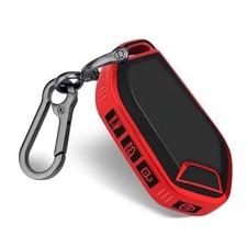 QBUC for KIA Key Fob Cover with keychian,TPU Protection Key Case Compatible Red
