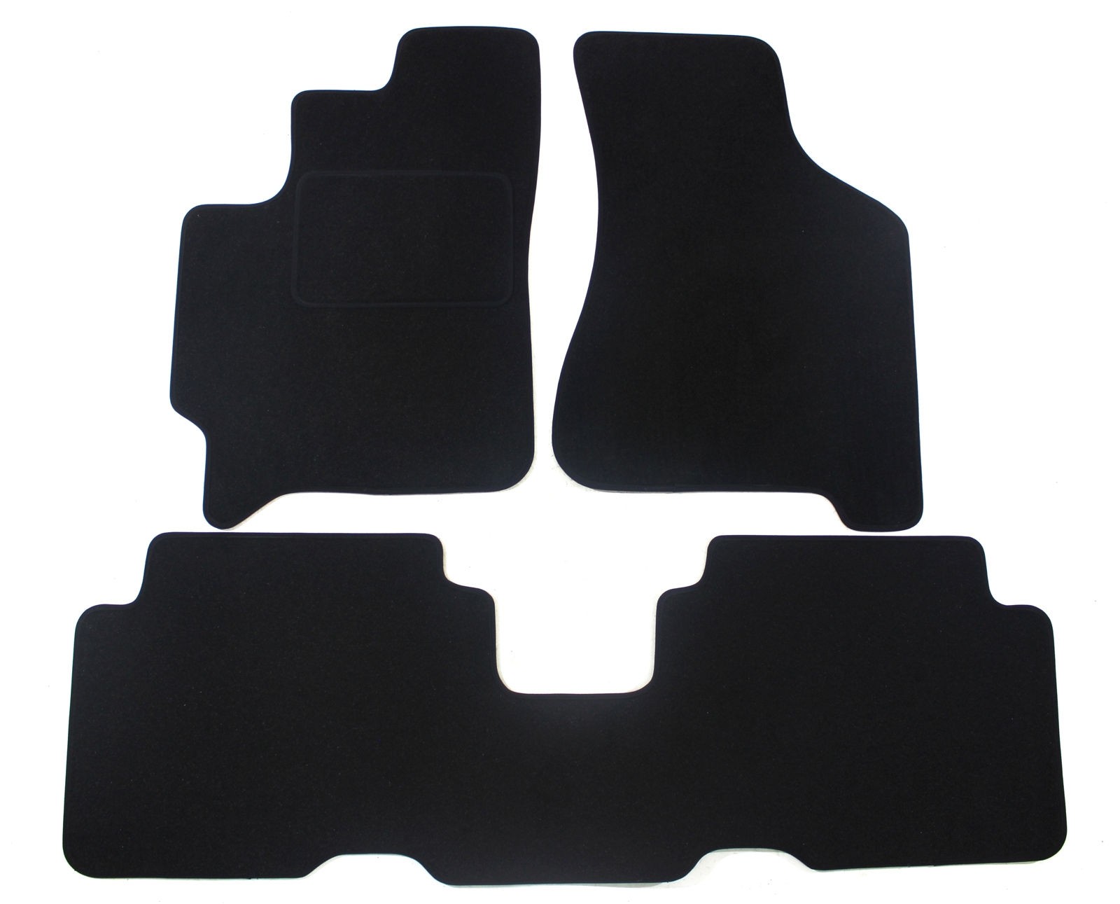 Tapis de Sol Velours Sur Mesure Kia Carens 2002-2006 Set de 3 Pièces Noir
