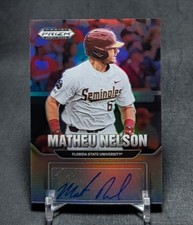 Matheu Nelson Silver Holo Rookie Auto 2022 Prizm Draft Picks Card Florida State. rookie card picture
