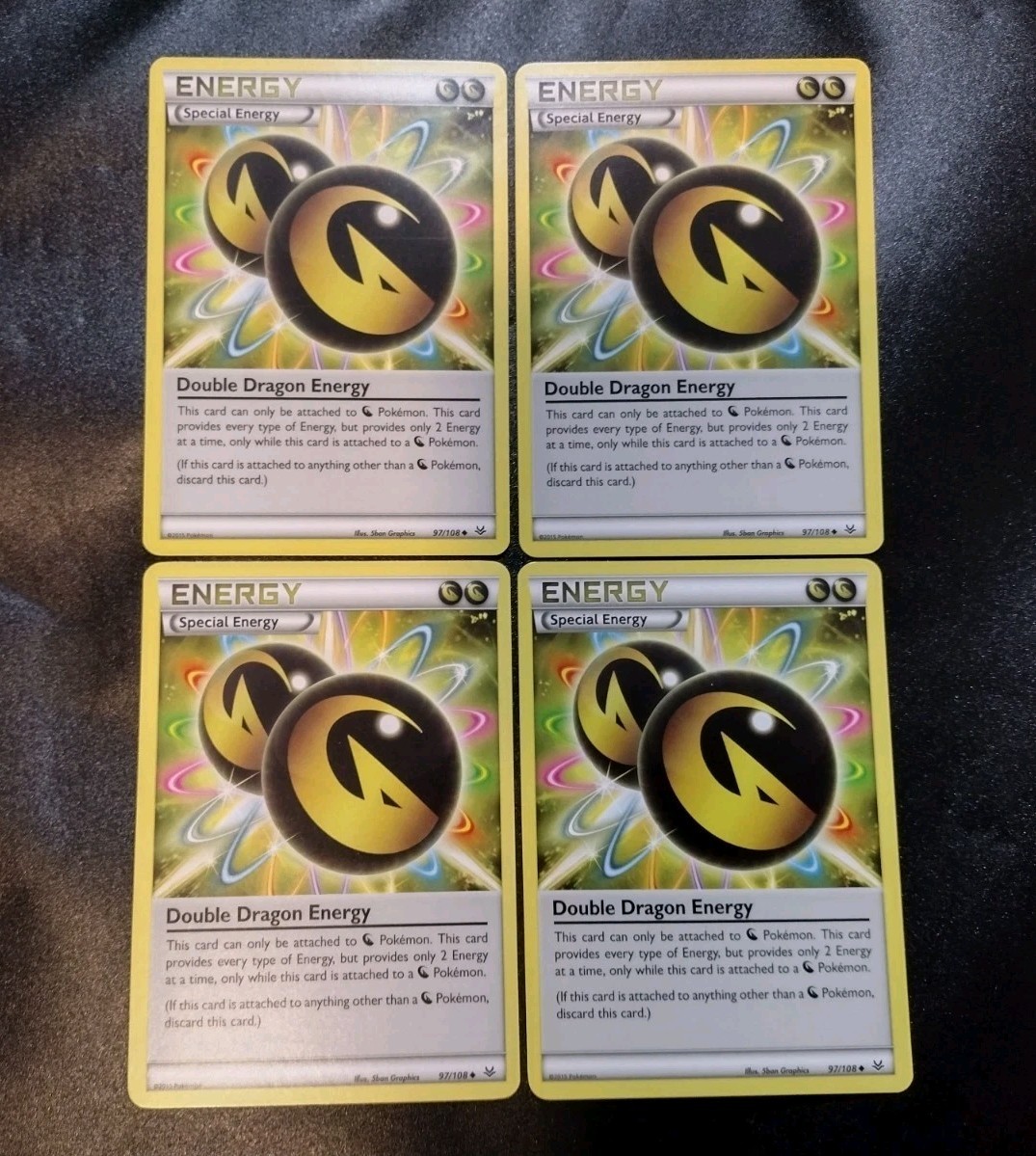 4x Double Dragon Energy 97/108 XY Roaring Skies Pokemon Card Playset NM