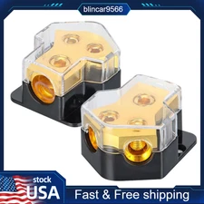 Pair Car Audio Splitter Amp Distribution Power 0/2/4 Gauge In 4/6/8 Gauge Out US