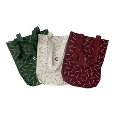 Lululemon Reusable Small Tote Set of 3 Bags, Red, White, Green Snap New