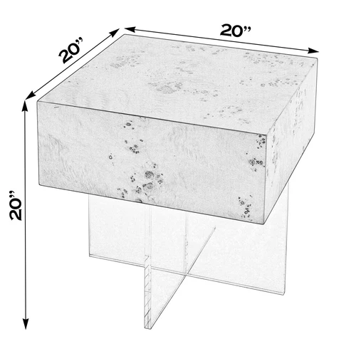 Corsica 20 in. W Square Wood and Acrylic Side Table - Brown/Clear - Picture 7 of 7