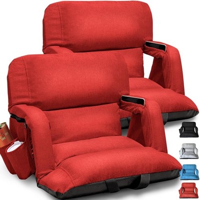 2 Pack Extra Wide Stadium Seats Red 25'' Sofa Style Bleacher Cushion 6 Recline