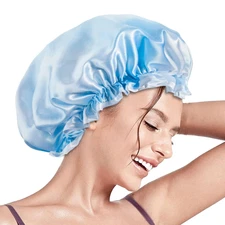 Shower Caps, Reusable Shower Cap for Women, Double Layer Waterproof Hair Cap, La