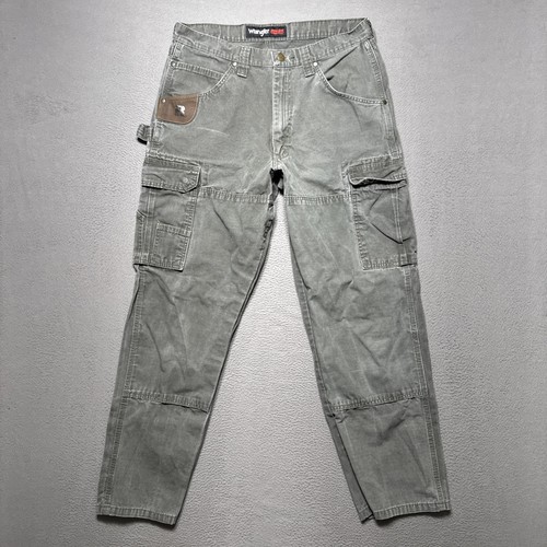 Wrangler Riggs Double Knee Cargo Pants Mens 32x32 (31x30) Olive Ripstop Workwear