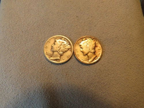2 1931  Mercury Dimes. Fine