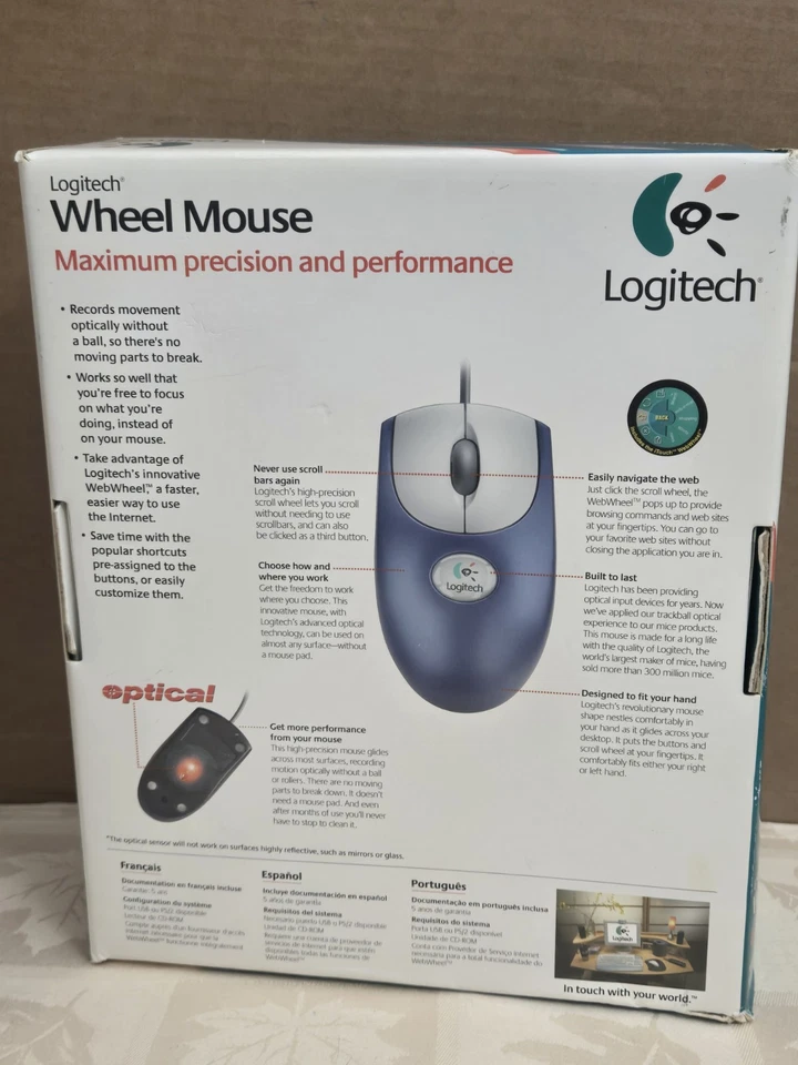 Logitech Wheel Mouse Optical USB PS2 PC & Mac For Microsoft Windows 2001 - Image 2 of 4