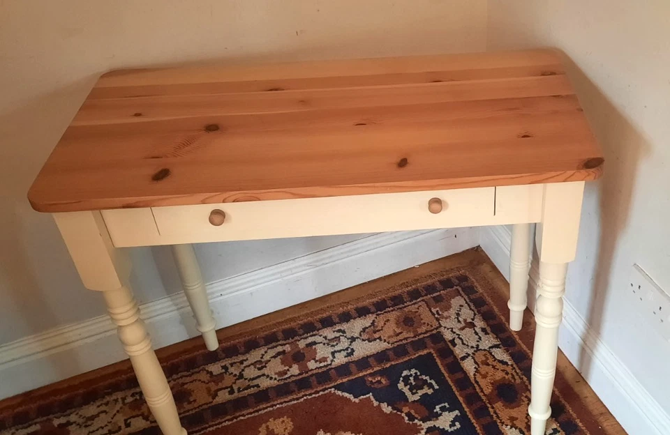 Modern Vintage Pine Console Table Kitchen Table Side Table Single Drawer - Image 4 of 4