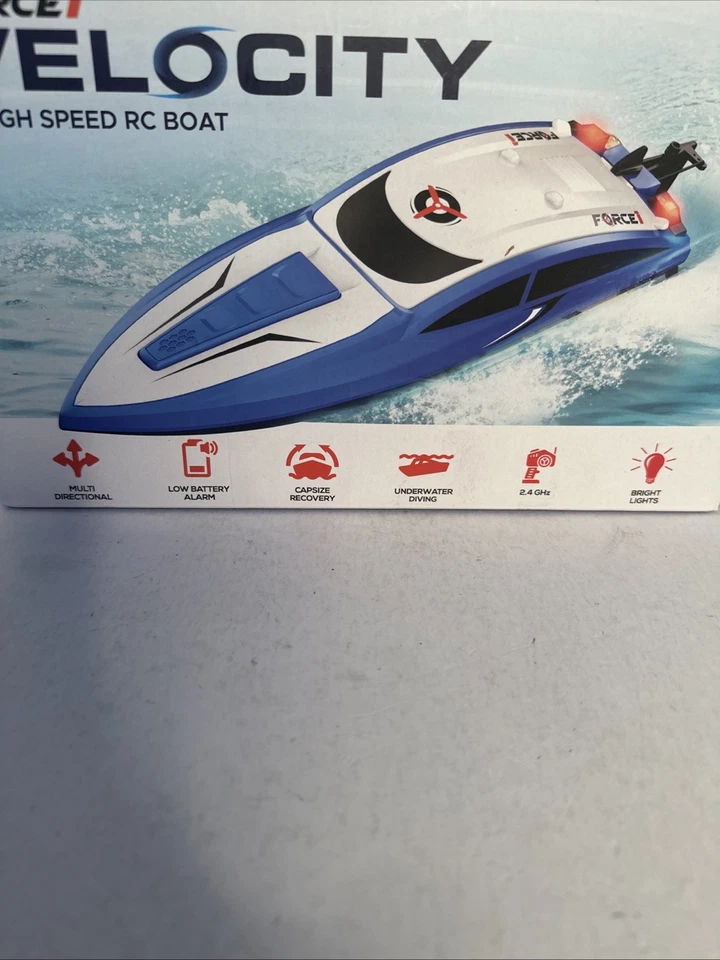 Barco de carreras Force 1 Velocity radiocontrolado de alta velocidad nuevo en caja 2 baterías Foto 2 de 4