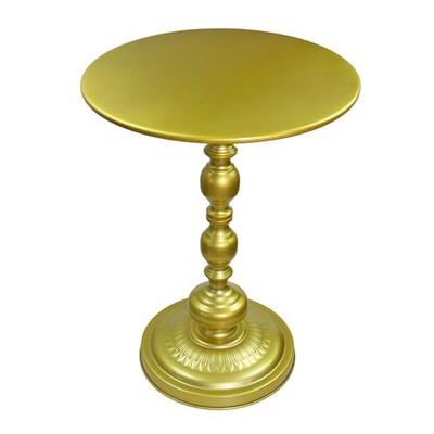 Gold Round End Side Table Modern Metal Pedestal Spindle Side Tables for Livin...