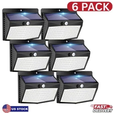 6 Pack Solar Lights Outdoor 138 LED PIR Motion Sensor Waterproof Security Lamps