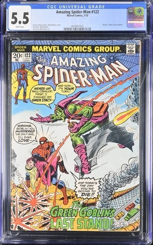 The Amazing Spider-Man #122 CGC 5.5 Death Of Green Goblin White Pages