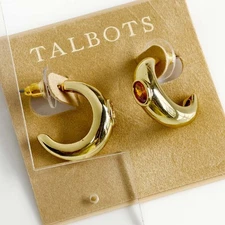 New Talbots Crystal Statement C Hoop Earrings Chic Women Party Vaction Jewelry