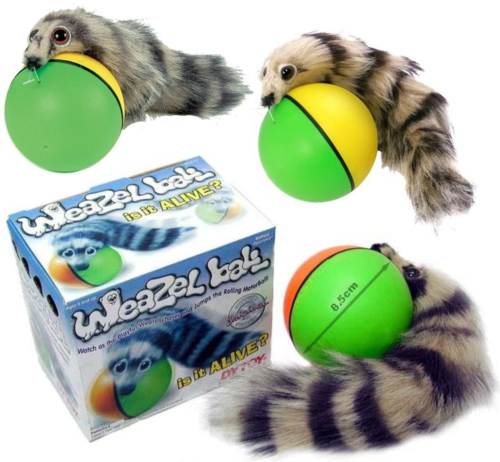 Interactive Motion Toy with Plush Weasel and Rolling Ball for Cats and Kids