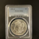 Morgan Silver Dollar 1881-S PCGS MS64 Grade