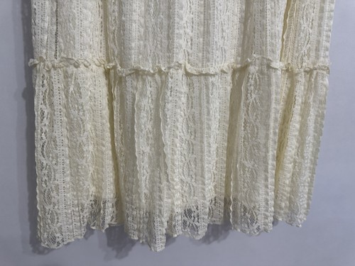 Indigo Soul L Ivory Lace Tiered Maxi Skirt Cottagecore Boho Fairycore Romantic - Picture 5 of 7