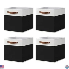 Foldable 13x13 Storage Cube Bins, 4 Pack Fabric Organizers for Shelves, Closet