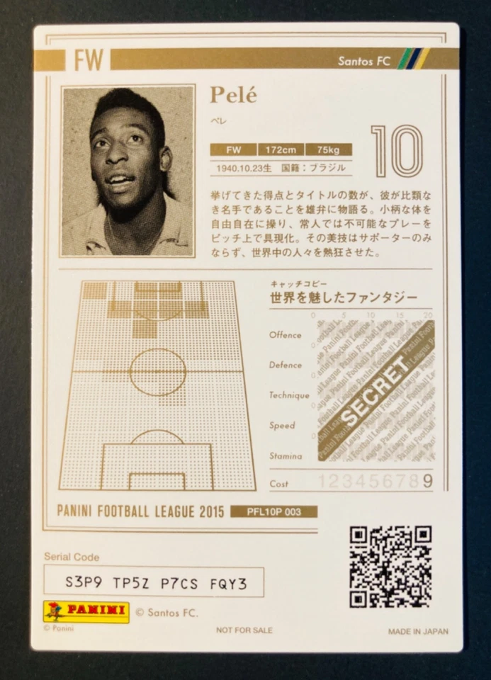 2015 帕尼尼足球联赛 PFL 10 万代传奇贝利桑托斯金折射器贝利 — 第 2/2 张图片