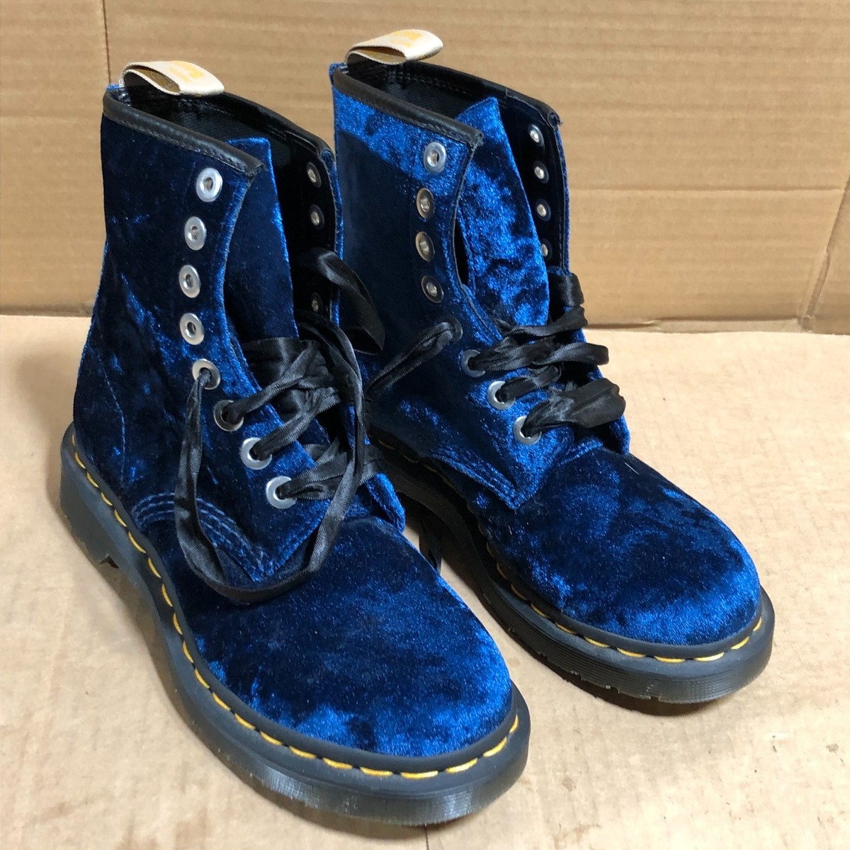Free People Dr Martens Vegan Jadon Blue Max Crushed Velvet