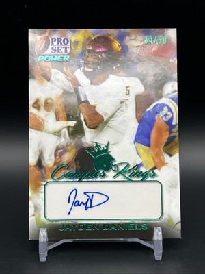 2021 Pro Set Power JAYDEN DANIELS Auto /50 Emerald Campus Kings QB Washington 
