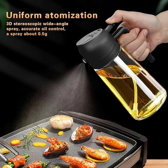 2 in 1 Oil Sprayer Bottle 470ml for Cooking Kitchen Baking BBQ Salad Air Fryer - Image 4 of 4