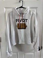 Friends Sweatshirt Hoodie Womens XL Pivot Couch Crop Drop Shoulder White Sofa