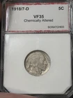 1918/7-D Buffalo Nickel VF PCI Acid Treated Scratched