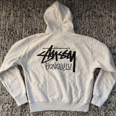 Stussy HONOLULU CHAPTER Adult LARGE Pullover Hoodie ASH HEATHER GRAY NWT