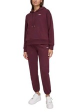 DKNY SPORT Women's Metallic Logo Hoodie Hooded SweatshirtColor Currant NWT