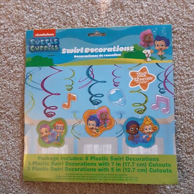 Nickelodeon Bubble Guppies 6 Swirl Decorations NEW Sealed