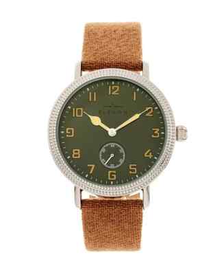 ELEVON Men's Northrop Genuine Brown Leather Strap Quartz Watch 42mm