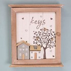 Wooden House Key Box Holder Cabinet Tree Design Wall Mounted Home Storage Brown