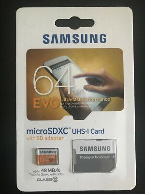 Samsung EVO 64GB 64G 64 GB Micro SD SDXC MicroSD Class 10 with SDHC Adapter