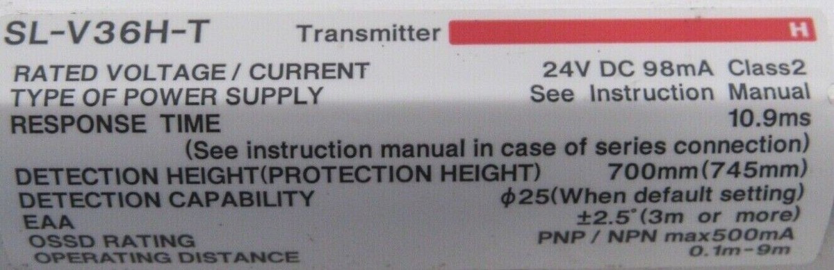 USED KEYENCE SL-V36H-T LIGHT CURTAIN TRANSMITTER SLV36HT | eBay USED KEYENCE SL-V36H-T LIGHT CURTAIN TRANSMITTER SLV36HT | eBay