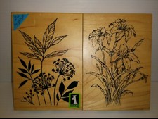 INKADINKADO RUBBER STAMPS, STEM FLOWERS, 3-1/2" x 5", SET OF 2, NNB