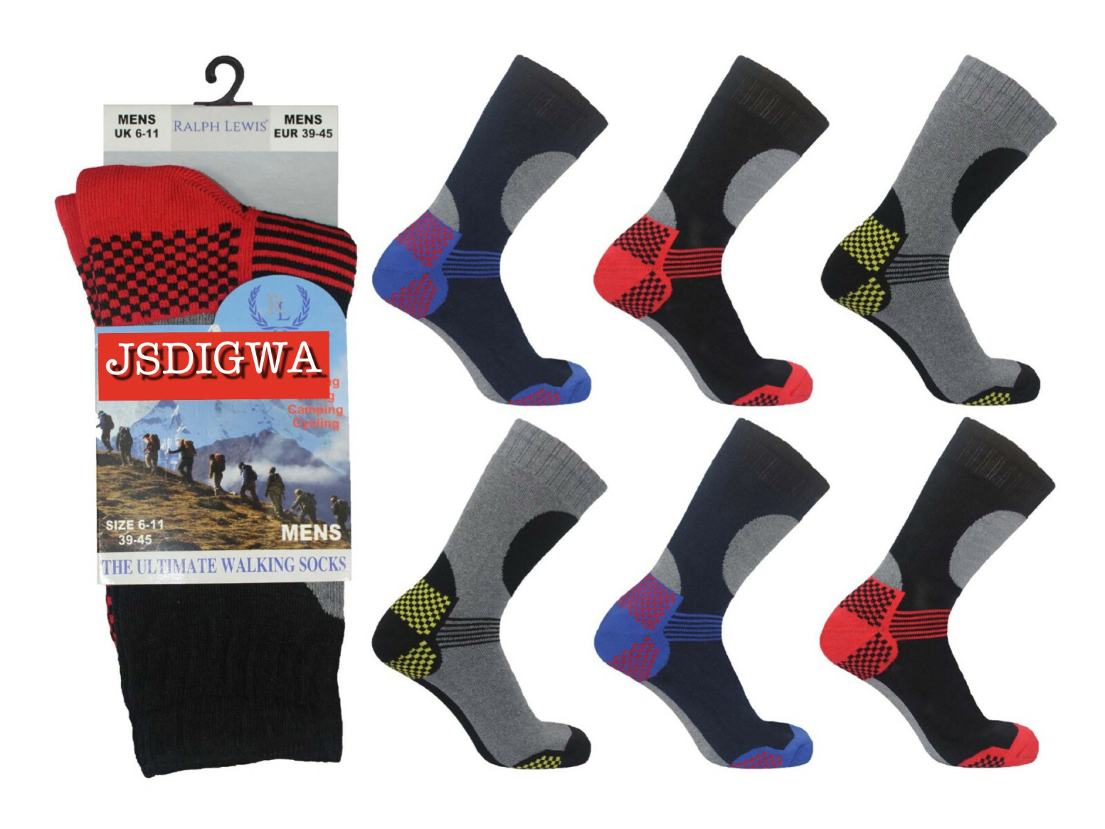 SAOLA calze da lavoro ultimate uomo 6 paia rinforzate tacco e punta suola imbottita calzino uomo