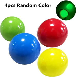 4PCS Ceiling Balls Glow in The Dark-Fluorescent Sticky Wall Balls Sticky for Ceiling Target Ball Decompression Relax Toy
