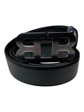 Bally 6302245 Men's Mirror Buckle Adjustable Reversible Black Belt EU 120/US 47