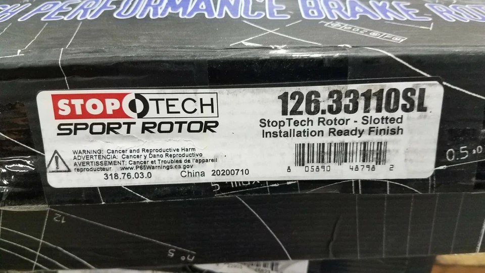 STOP TECH 126.33110SL SPORT SLOTTED FRONT LEFT SIDE BRAKE ROTOR NIB - Image 3 of 3