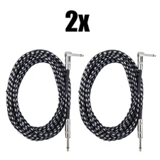 2PCS 20ft Noiseless Electric Guitar Bass Cable Musical Instrument Pedal AMP Cord